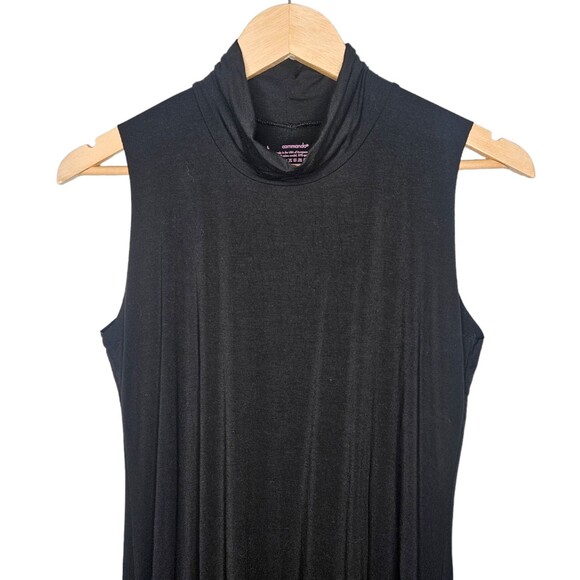 COMMANDO Black Sleeveless Midi Dress Large Mock Neck Micro Modal Spandex Stretch - Picture 2 of 4
